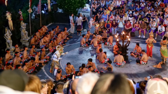 The traditional Balinese dance called Kecak Dance is highly popular with audiences both domestically and internationally, South Kuta, Bali, Indonesia, May 16th 2023